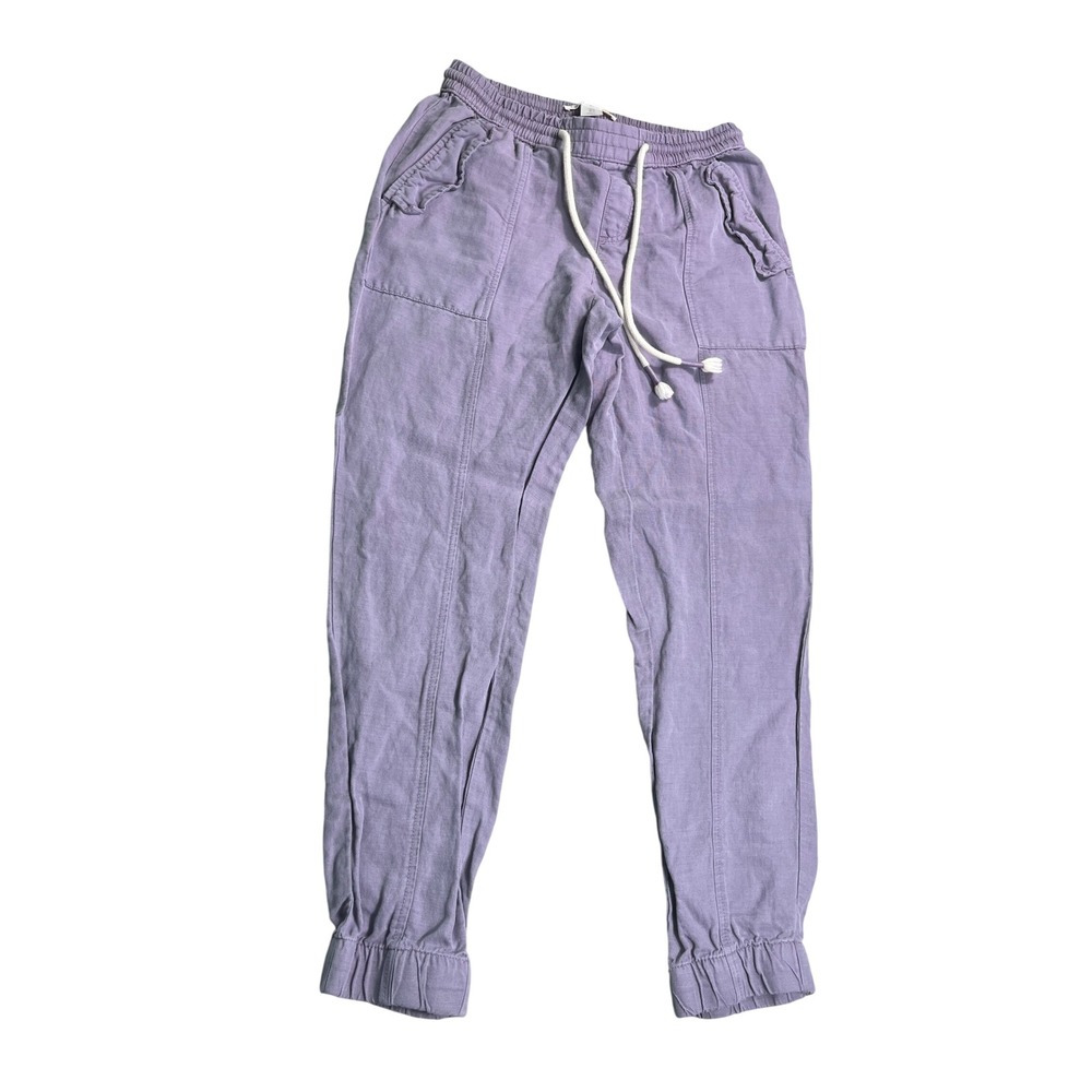 C&C California Small Linen Lyocell Jogger Pants Dusty Purple Drawstring